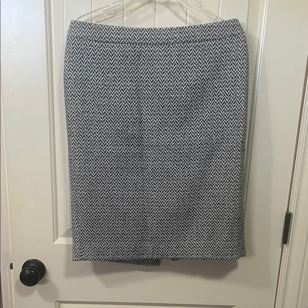 J. Crew Black and White Chevron Pencil Skirt